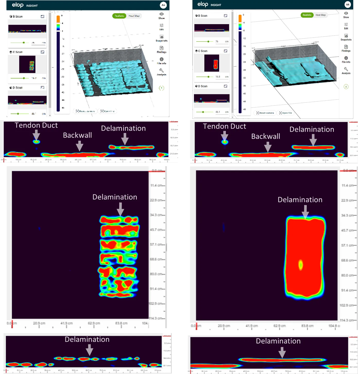 Figure 3:3D concrete ultrasound image showing tendon ducts after directional smoothing and image enhancement.