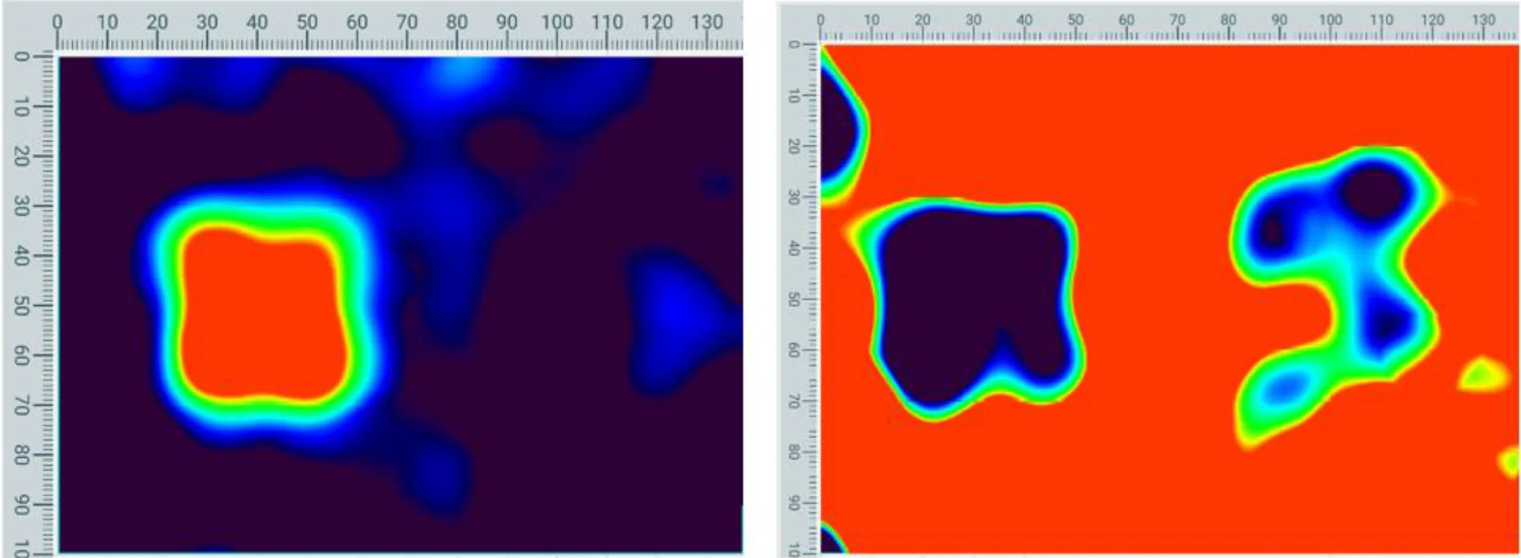Ultrasonic C-scan showing honeycombing and delamination detected by the Elop Insight scanner.