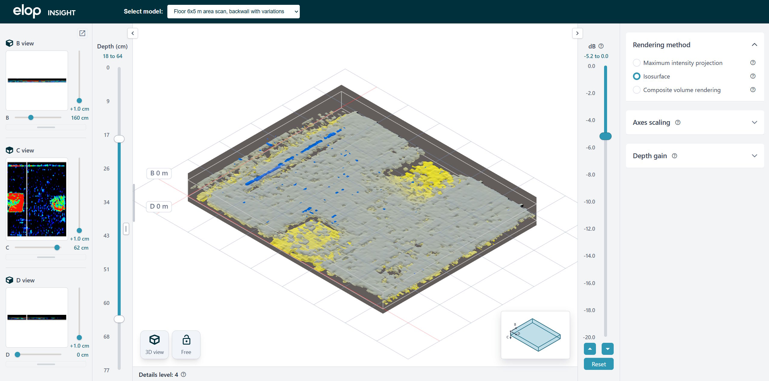 Elop Insight Portal showing 3D scan data